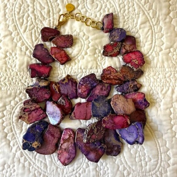 Rare Nest Designer Purple Agate Slab Necklace - Picture 1 of 3
